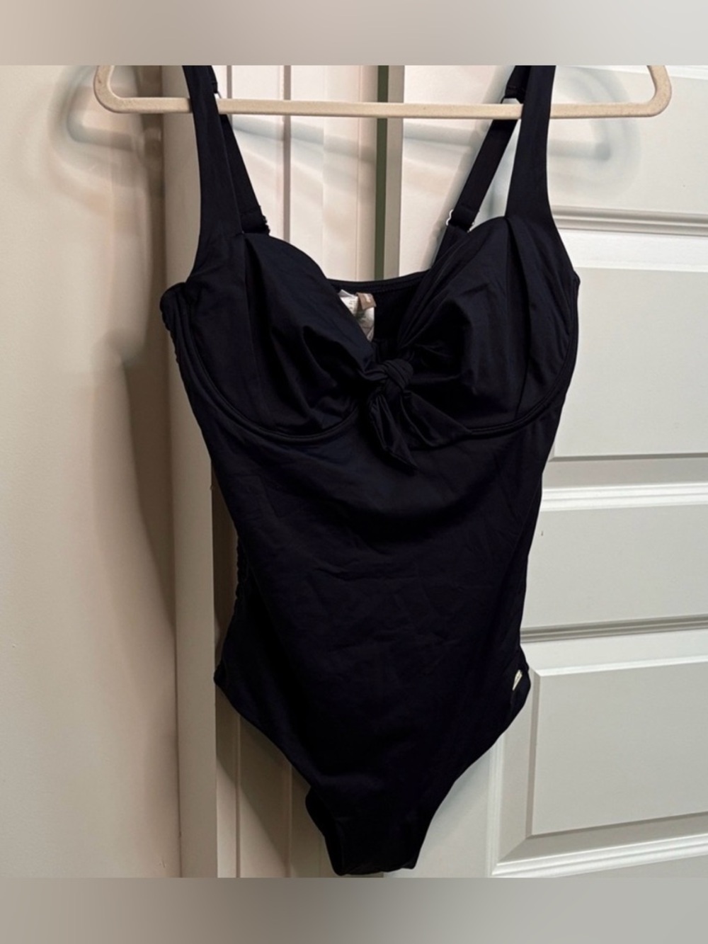 SUNSEEKER Black One Piece Swimsuit Bathing Suit Size 10 tie front summer beach